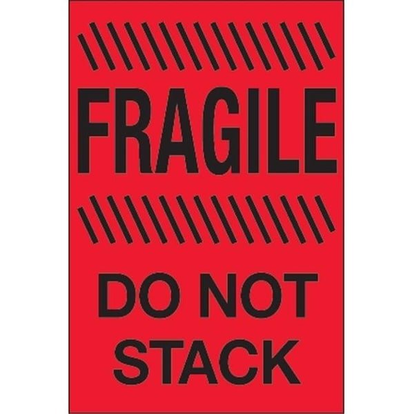 Box Partners Tape Logic DL1192 4 x 6 in. - Fragile - Do Not Stack Fluorescent Red Labels - Roll of 500 DL1192 - main